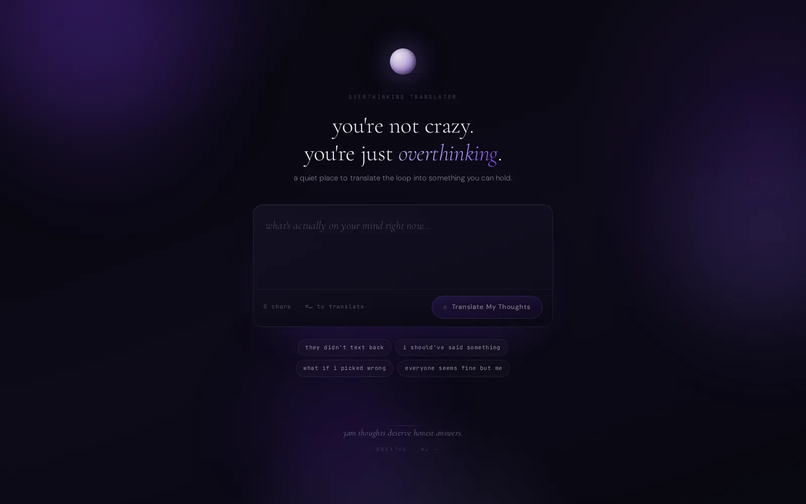 Overthinking Translator screenshot